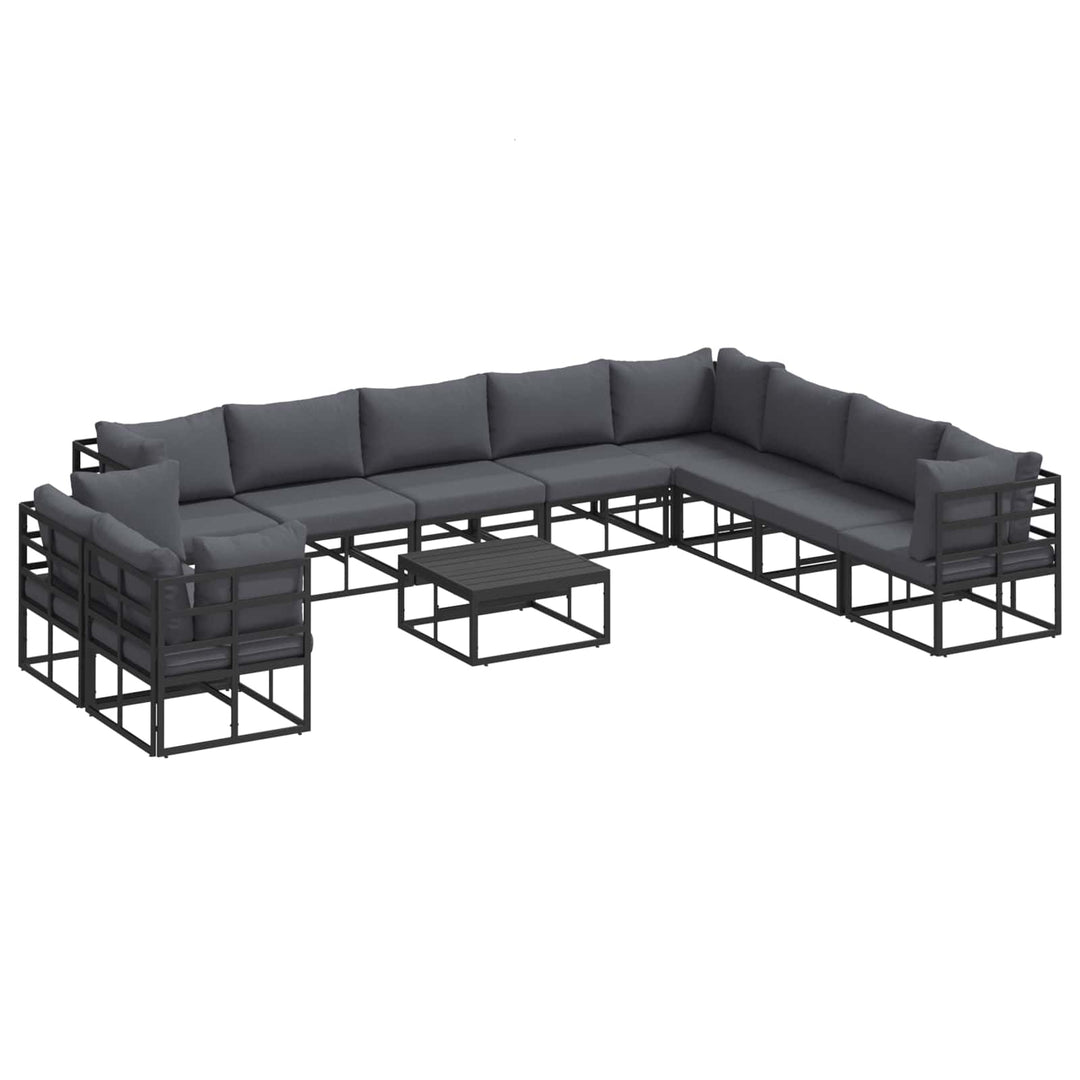 Havesofa Sæt med pude 11 pcs Sort Aluminium