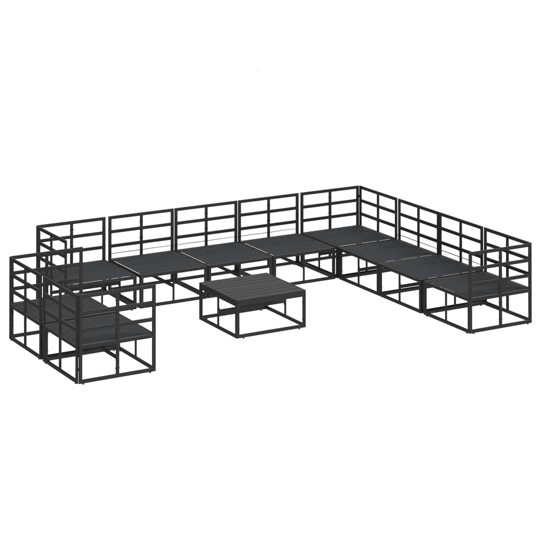 Havesofa Sæt med pude 11 pcs Sort Aluminium