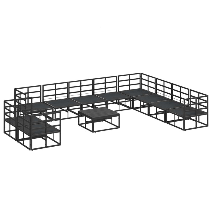 Havesofa Sæt med pude 11 pcs Sort Aluminium