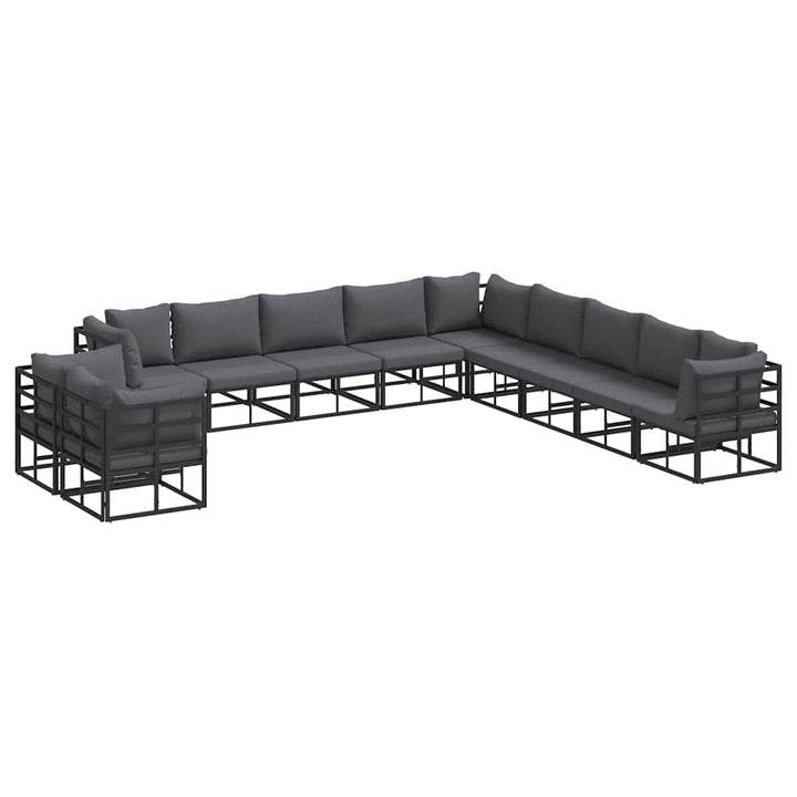 Havesofa Sæt med pude 11 pcs Sort Aluminium