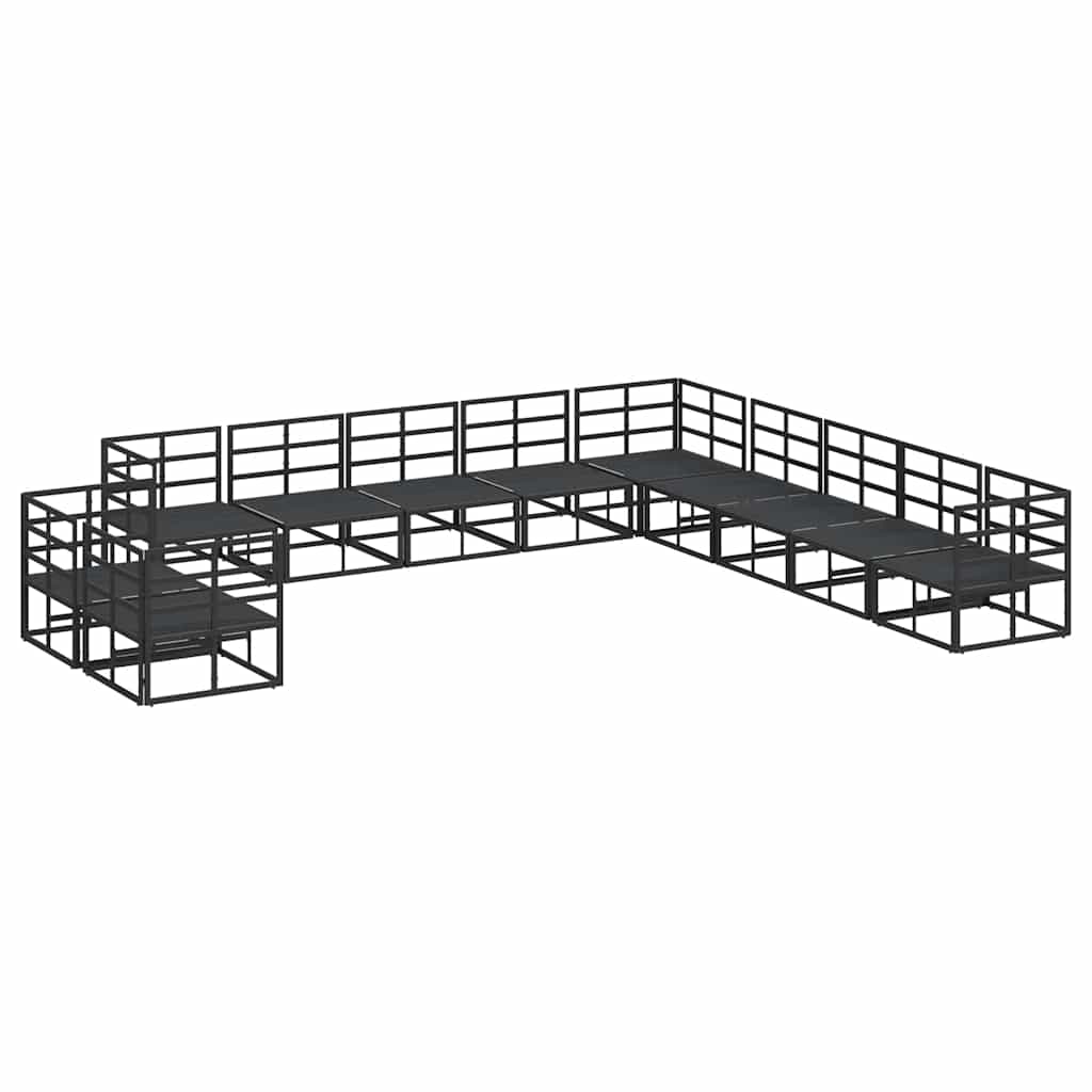 Havesofa Sæt med pude 11 pcs Sort Aluminium