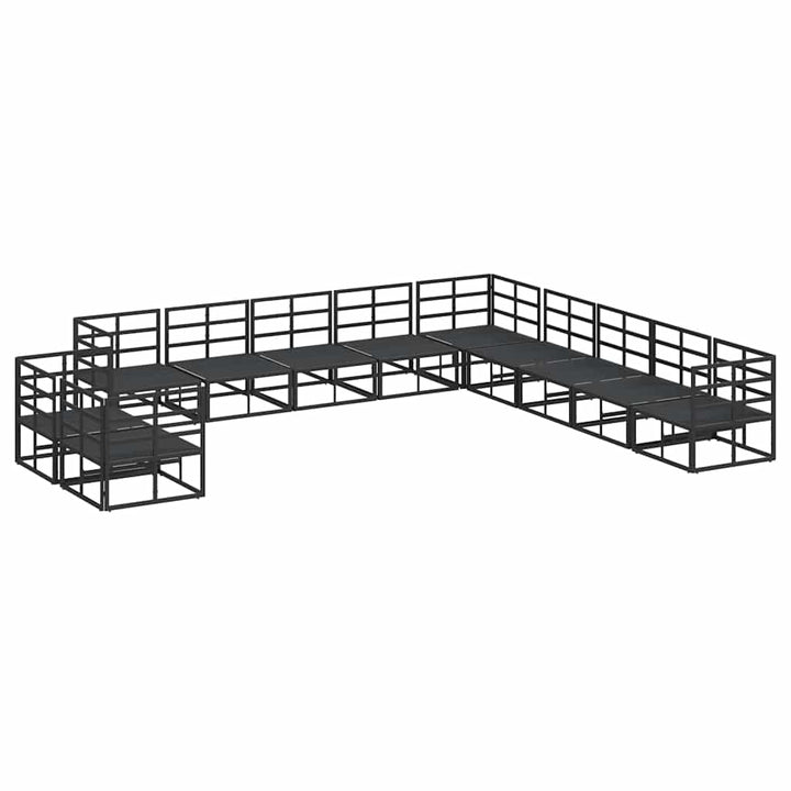 Havesofa Sæt med pude 11 pcs Sort Aluminium