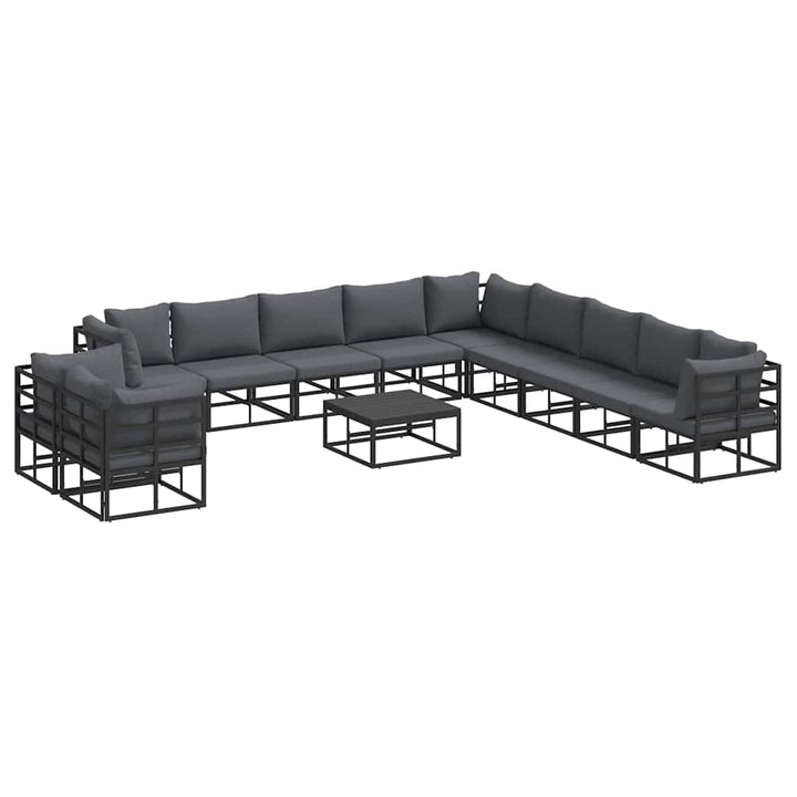 Havesofa Sæt med pude 12 pcs Sort Aluminium