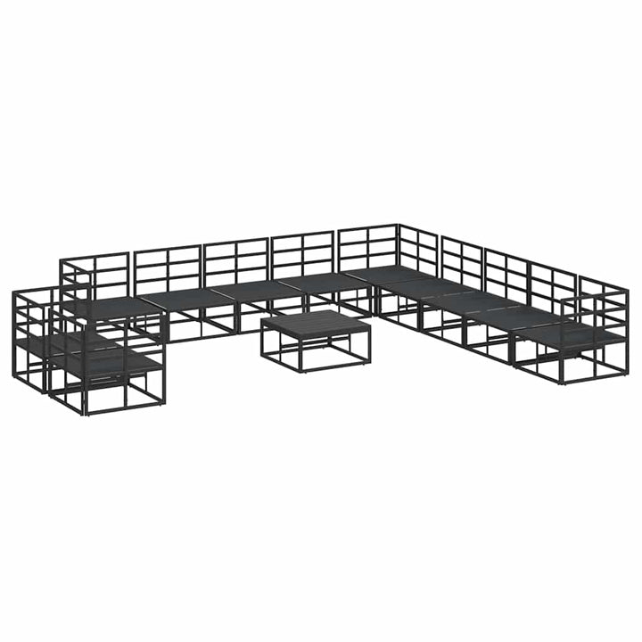 Havesofa Sæt med pude 12 pcs Sort Aluminium