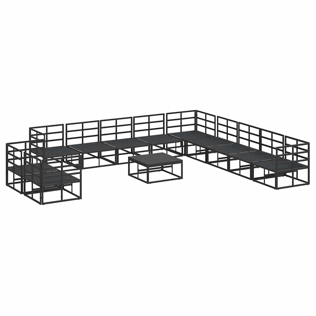 Havesofa Sæt med pude 12 pcs Sort Aluminium