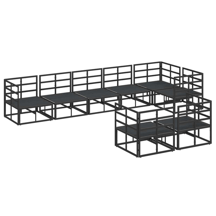 Havesofa Sæt med pude 8 pcs Sort Aluminium
