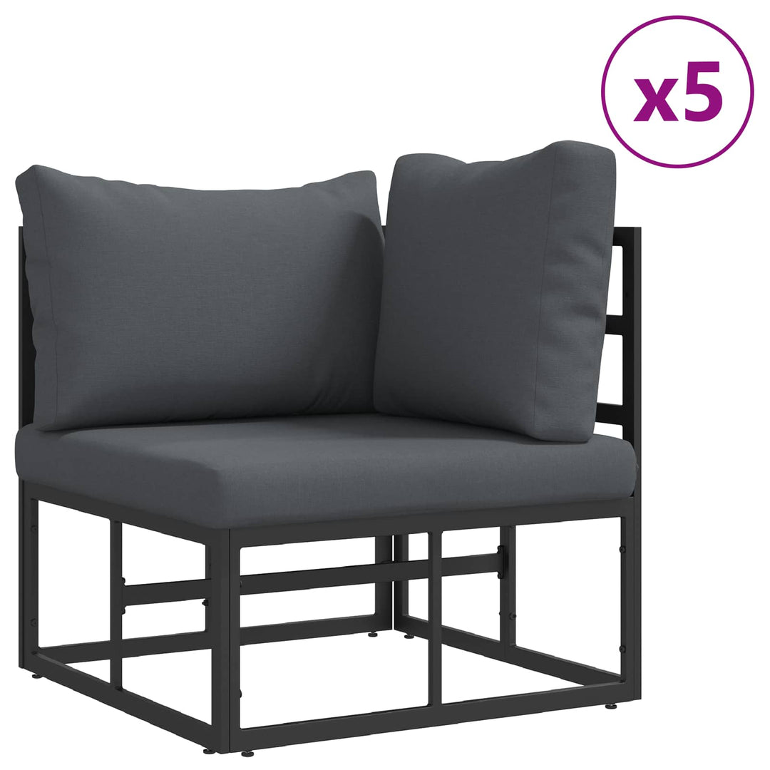 Havesofa Sæt med pude 8 pcs Sort Aluminium