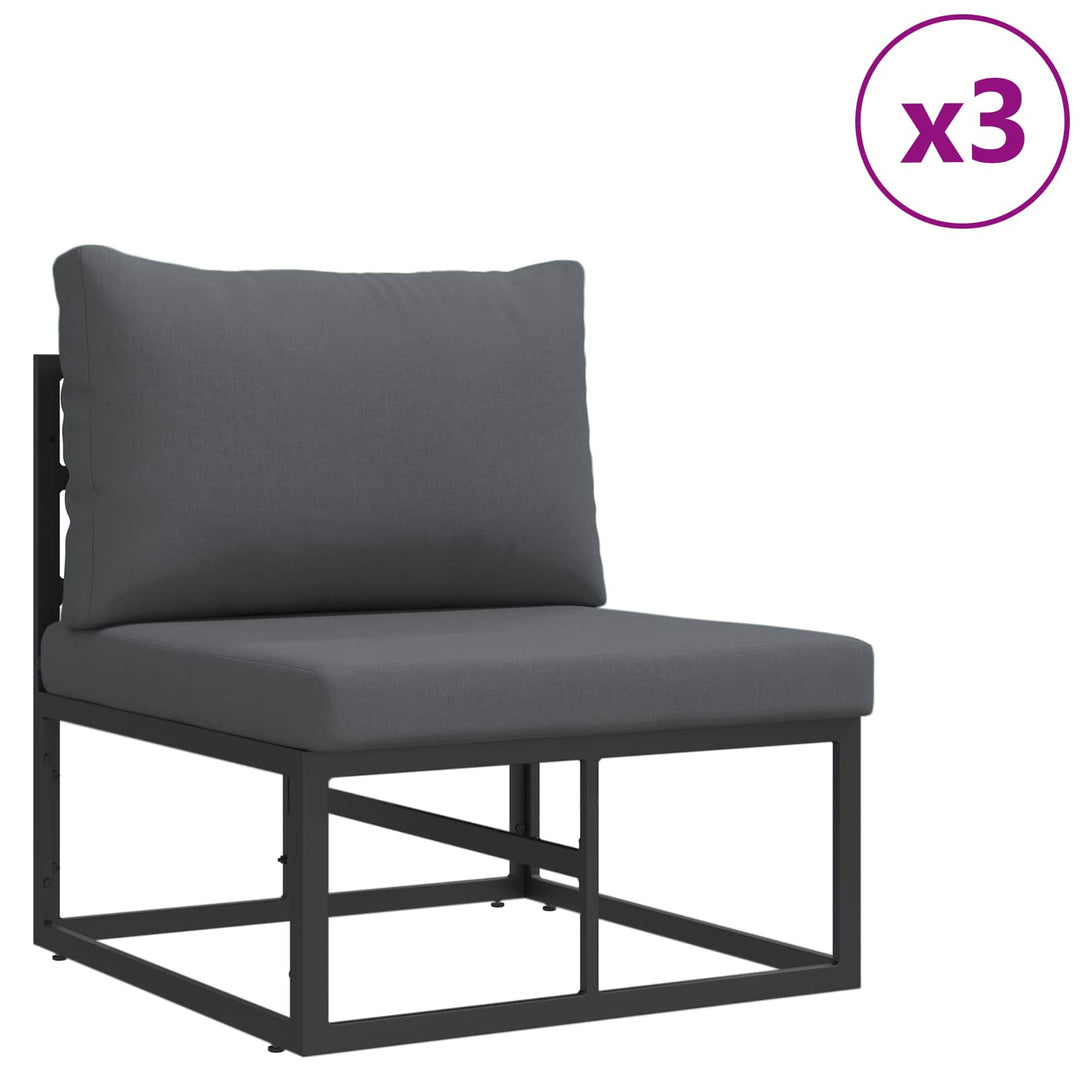 Havesofa Sæt med pude 9 pcs Sort Aluminium