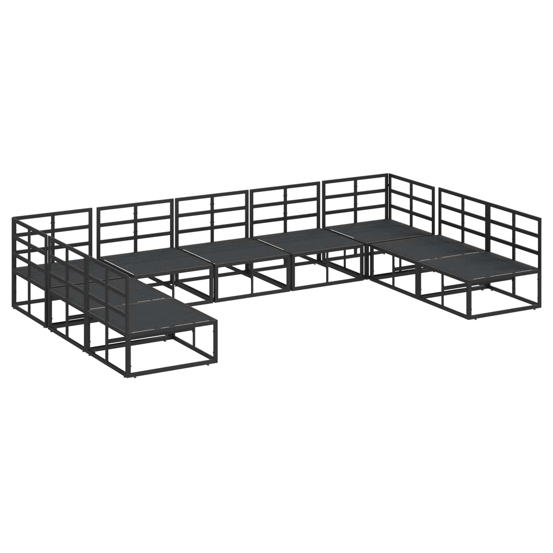 Havesofa Sæt med pude 9 pcs Sort Aluminium