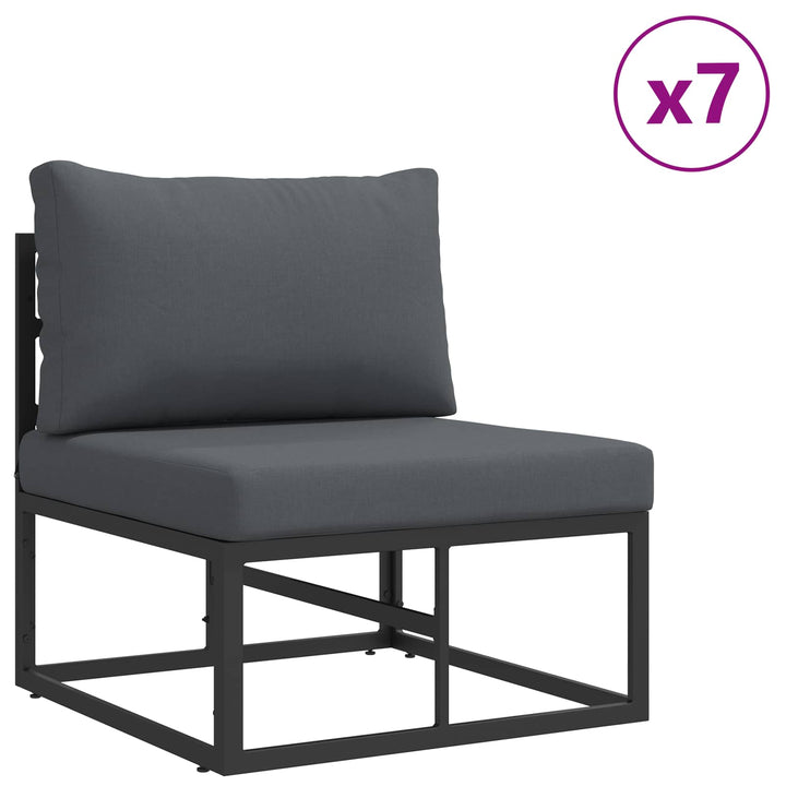 Havesofa Sæt med pude 9 pcs Sort Aluminium