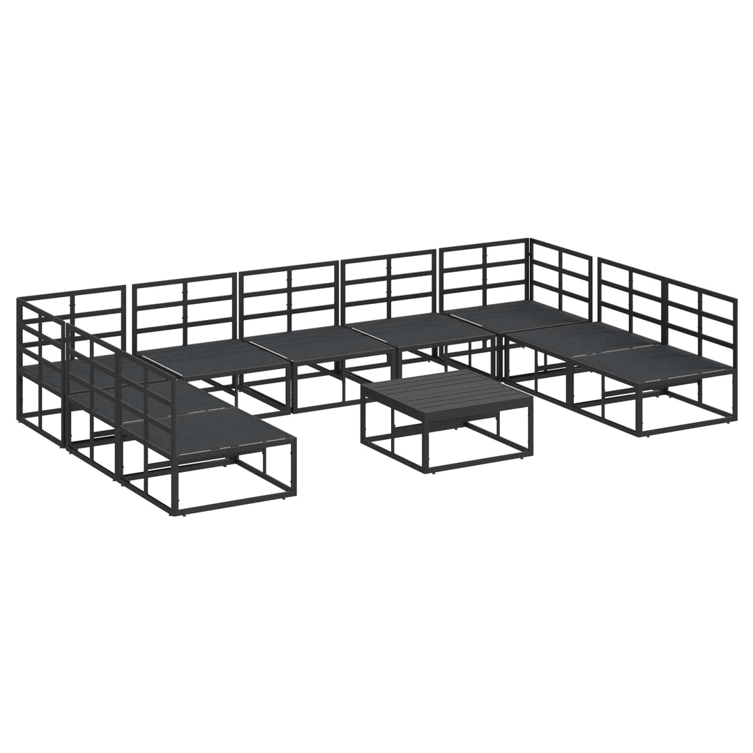 Havesofa Sæt med pude 10 pcs Sort Aluminium