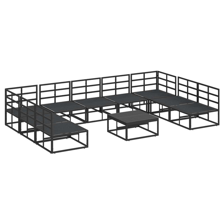 Havesofa Sæt med pude 10 pcs Sort Aluminium