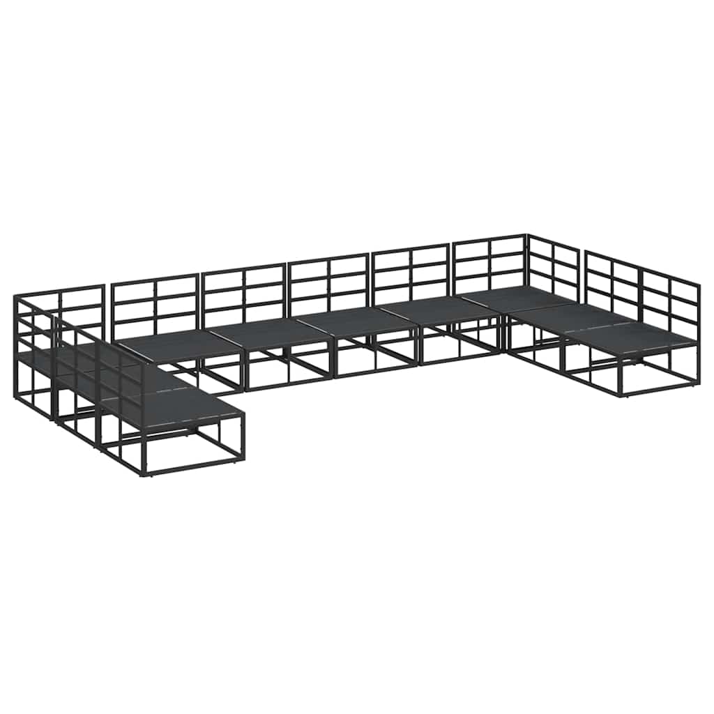 Havesofa Sæt med pude 10 pcs Sort Aluminium