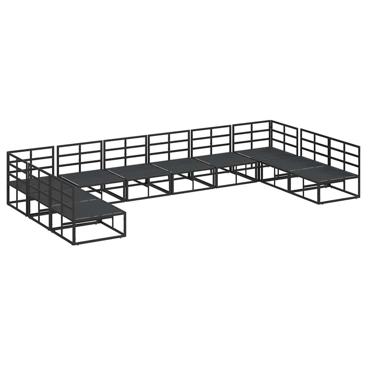 Havesofa Sæt med pude 10 pcs Sort Aluminium