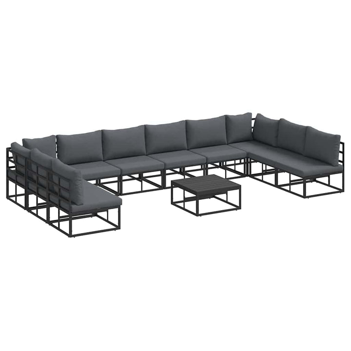 Havesofa Sæt med pude 11 pcs Sort Aluminium