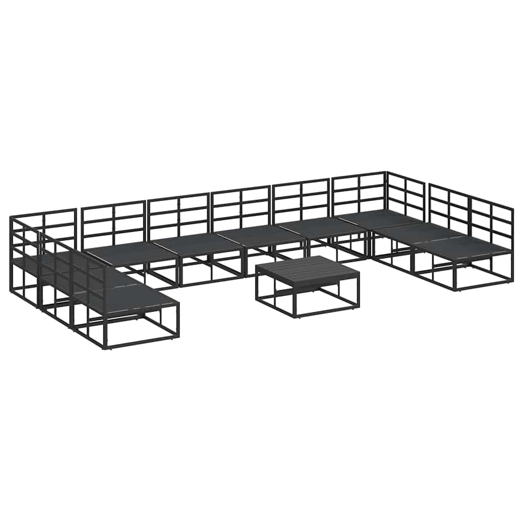 Havesofa Sæt med pude 11 pcs Sort Aluminium