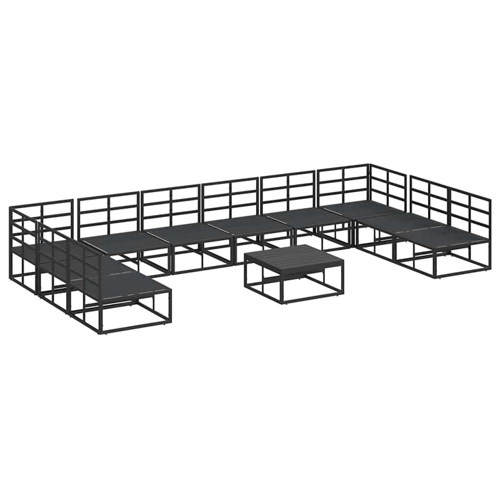 Havesofa Sæt med pude 11 pcs Sort Aluminium