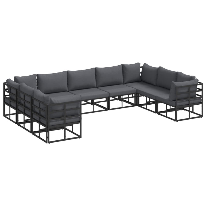 Havesofa Sæt med pude 9 pcs Sort Aluminium