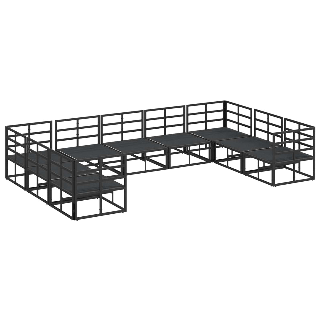 Havesofa Sæt med pude 9 pcs Sort Aluminium