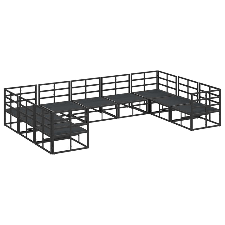 Havesofa Sæt med pude 9 pcs Sort Aluminium