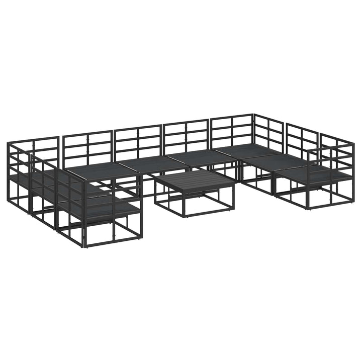Havesofa Sæt med pude 10 pcs Sort Aluminium