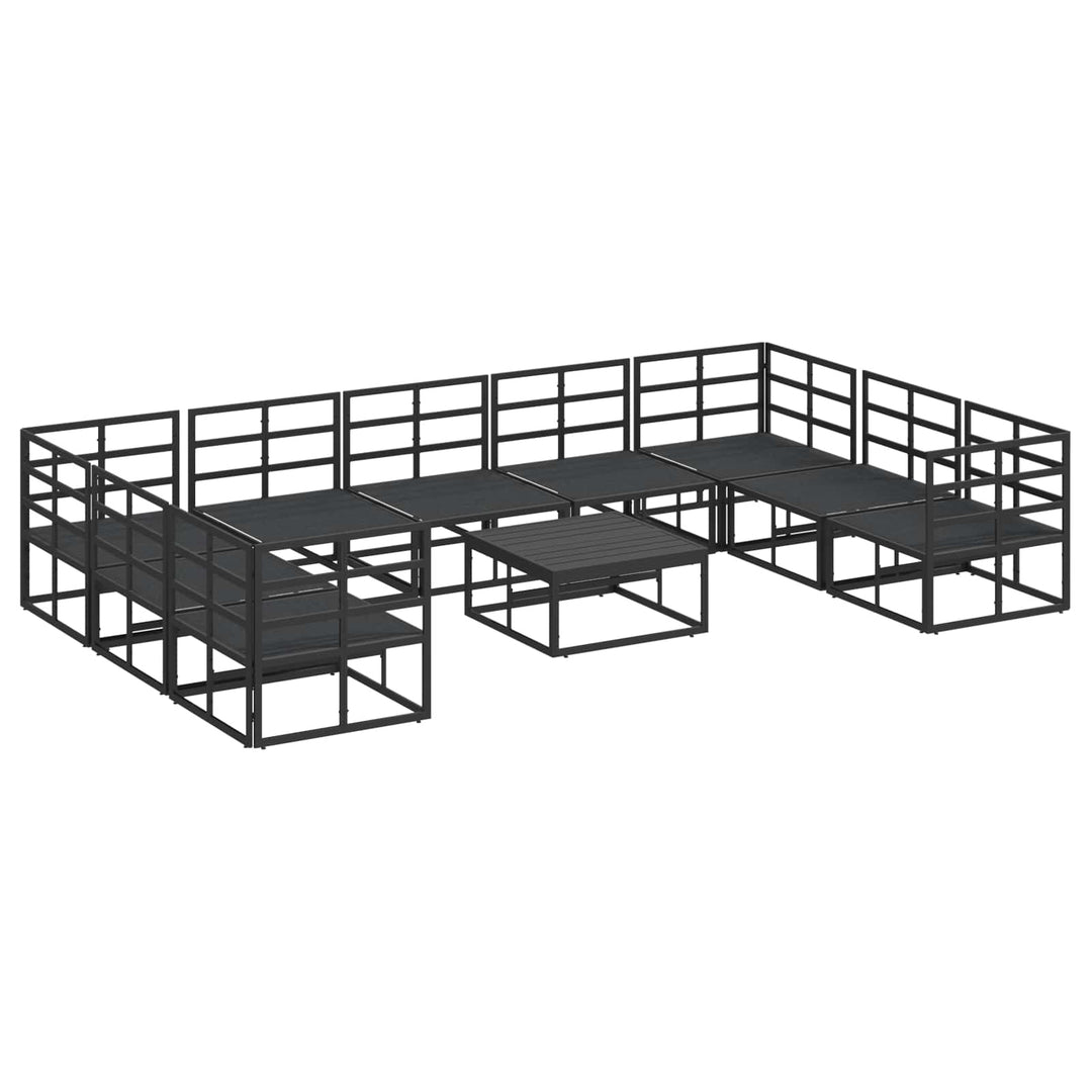Havesofa Sæt med pude 10 pcs Sort Aluminium