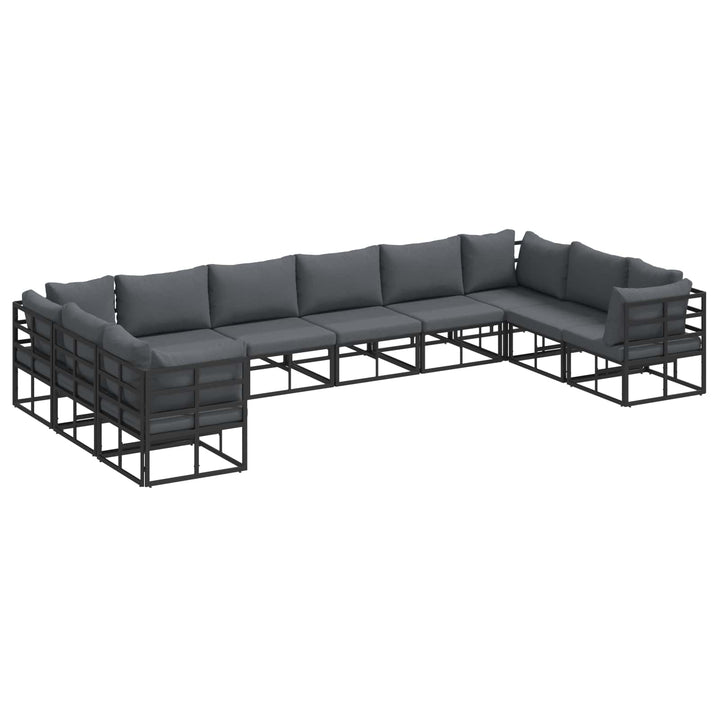 Havesofa Sæt med pude 10 pcs Sort Aluminium