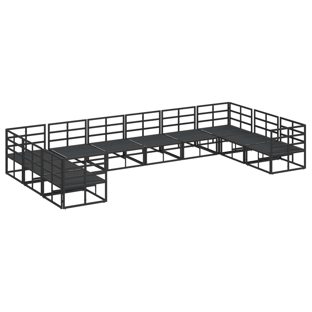 Havesofa Sæt med pude 10 pcs Sort Aluminium