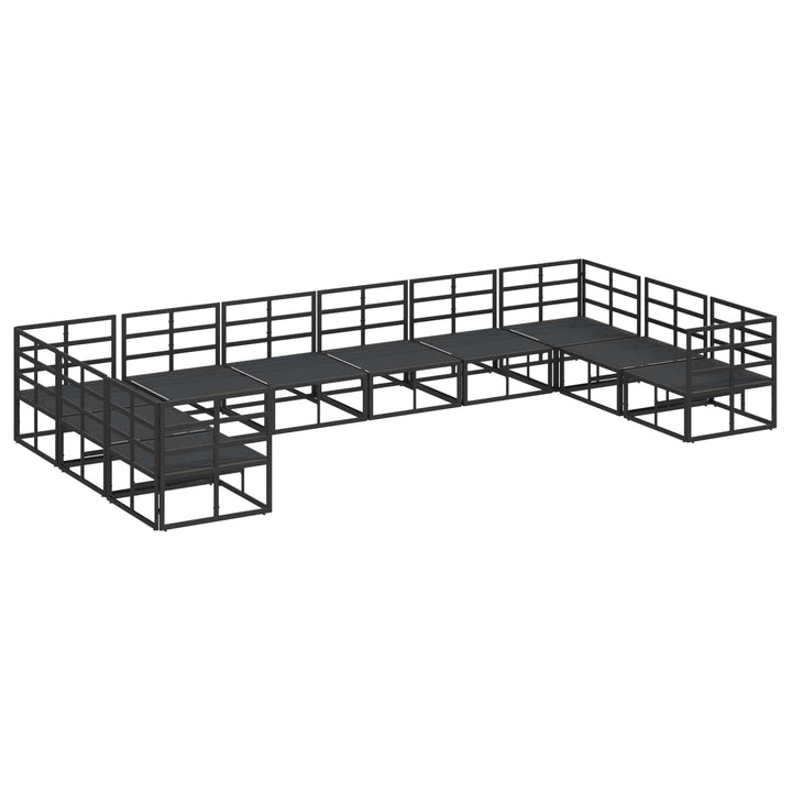 Havesofa Sæt med pude 10 pcs Sort Aluminium