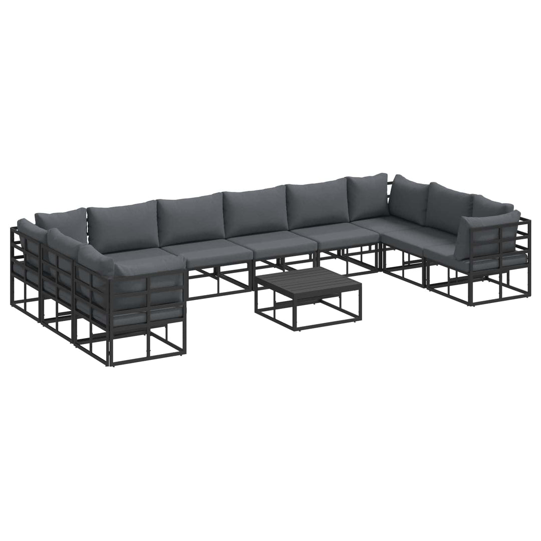 Havesofa Sæt med pude 11 pcs Sort Aluminium