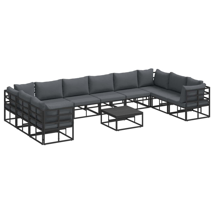 Havesofa Sæt med pude 11 pcs Sort Aluminium