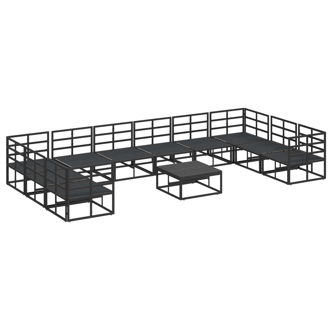 Havesofa Sæt med pude 11 pcs Sort Aluminium