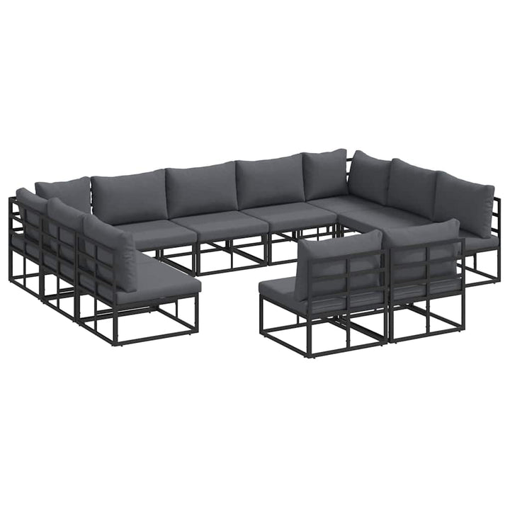 Havesofa Sæt med pude 11 pcs Sort Aluminium