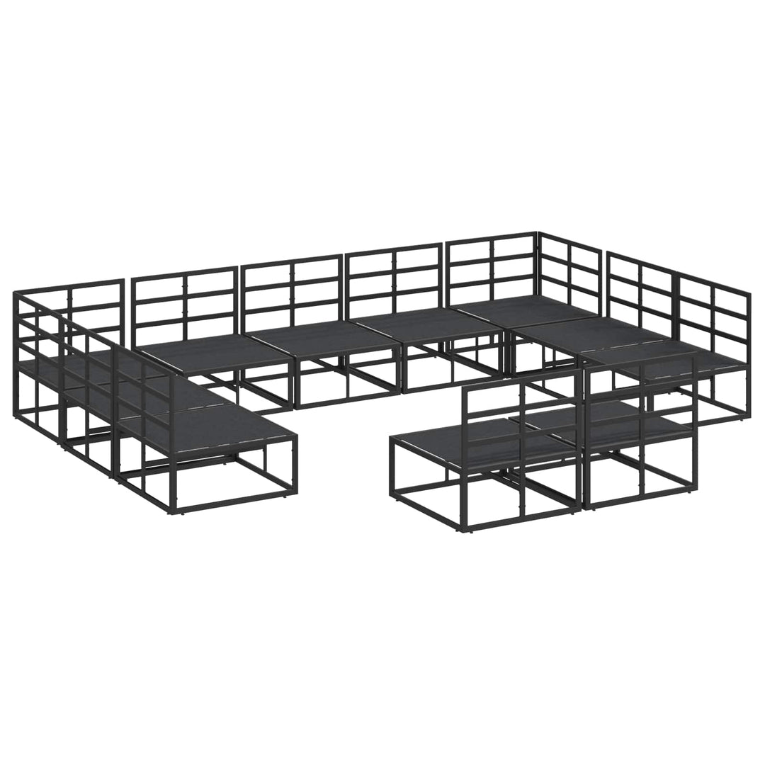 Havesofa Sæt med pude 11 pcs Sort Aluminium