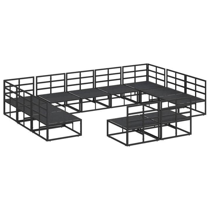 Havesofa Sæt med pude 11 pcs Sort Aluminium