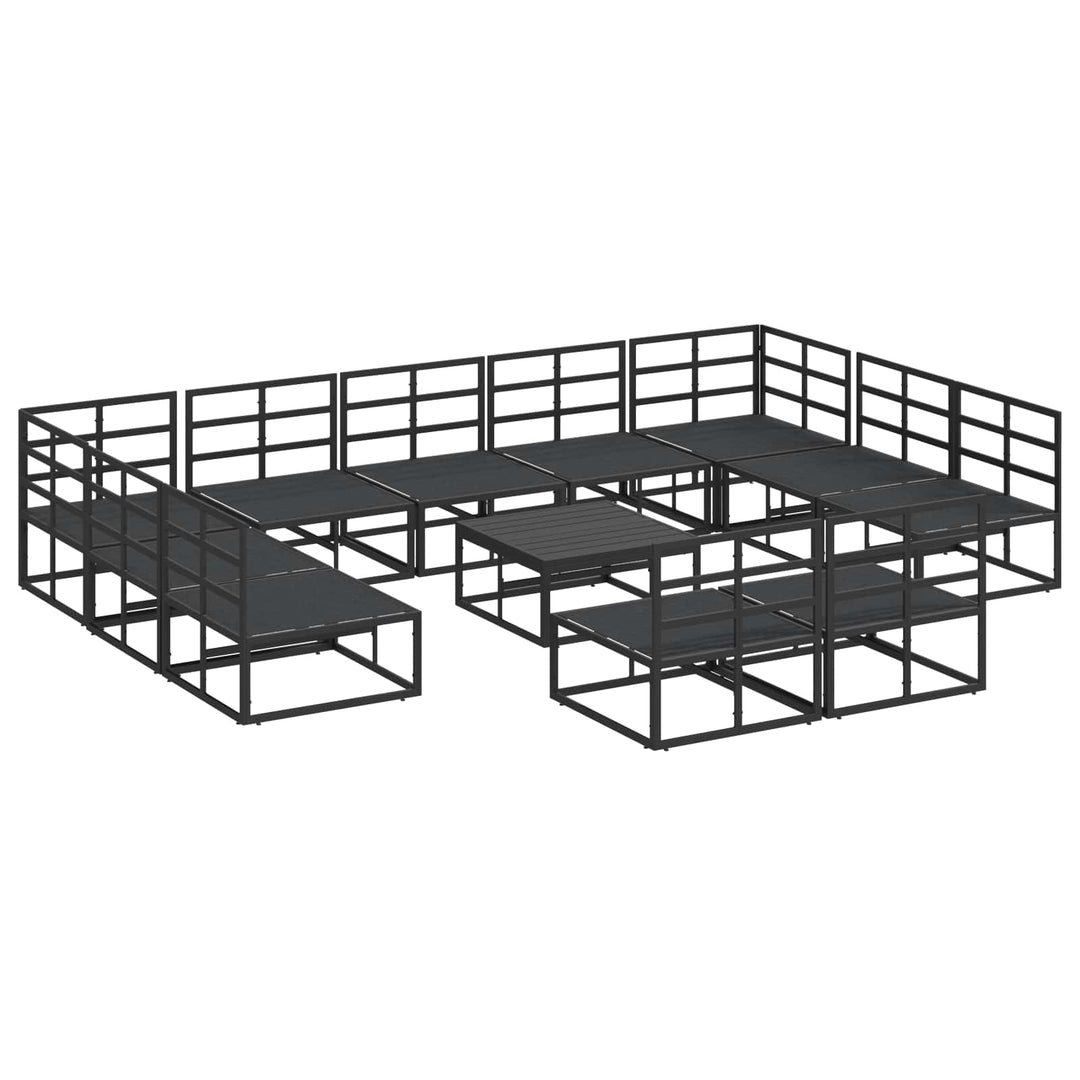 Havesofa Sæt med pude 12 pcs Sort Aluminium
