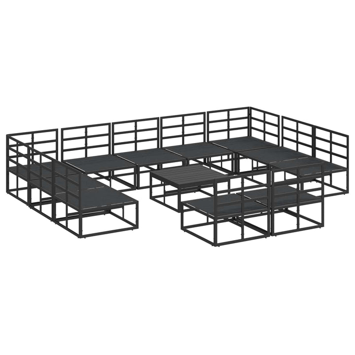 Havesofa Sæt med pude 12 pcs Sort Aluminium