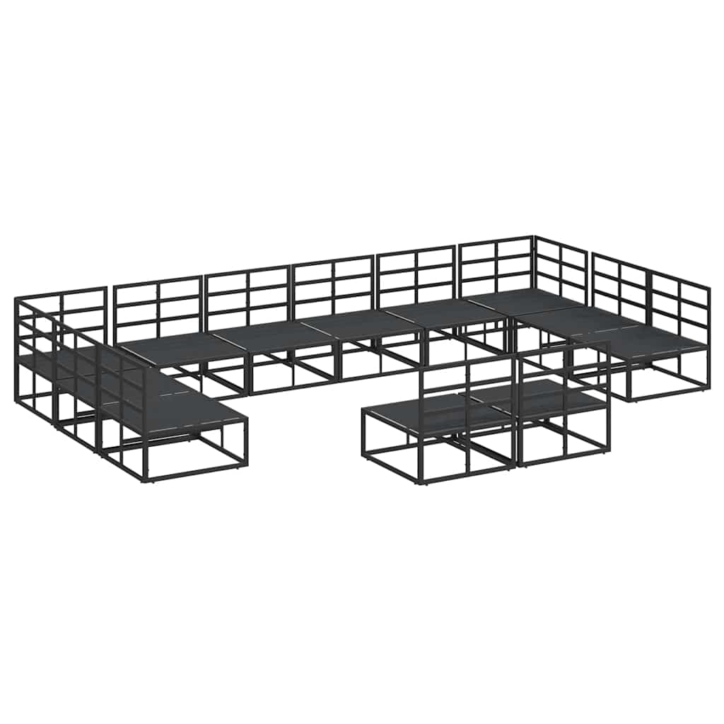 Havesofa Sæt med pude 12 pcs Sort Aluminium