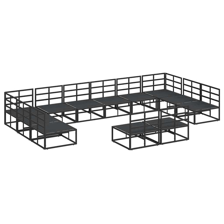 Havesofa Sæt med pude 12 pcs Sort Aluminium