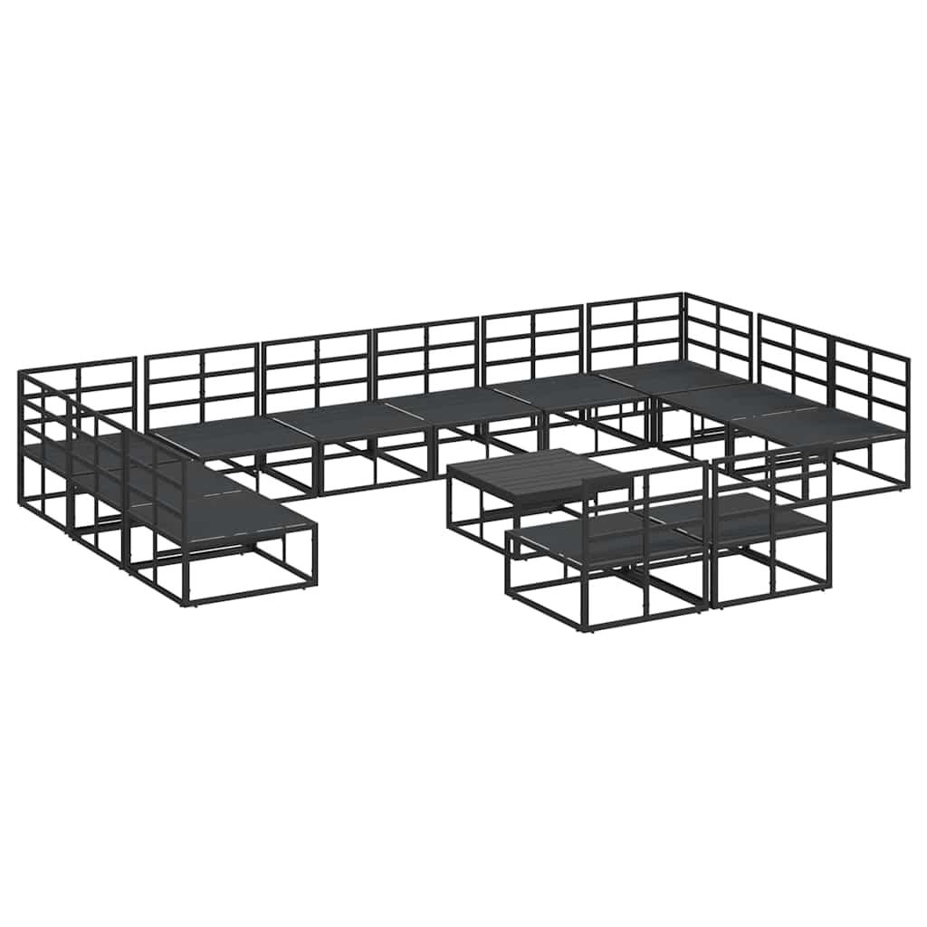 Havesofa Sæt med pude 13 pcs Sort Aluminium