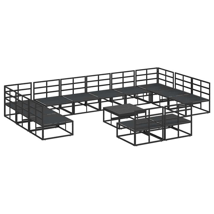 Havesofa Sæt med pude 13 pcs Sort Aluminium