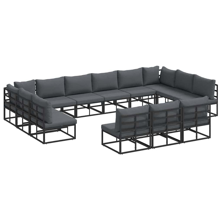 Havesofa Sæt med pude 13 pcs Sort Aluminium