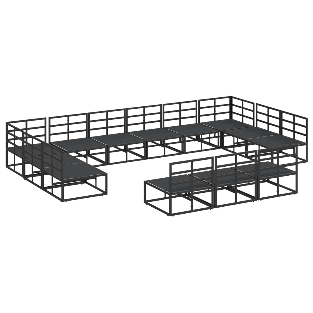 Havesofa Sæt med pude 13 pcs Sort Aluminium