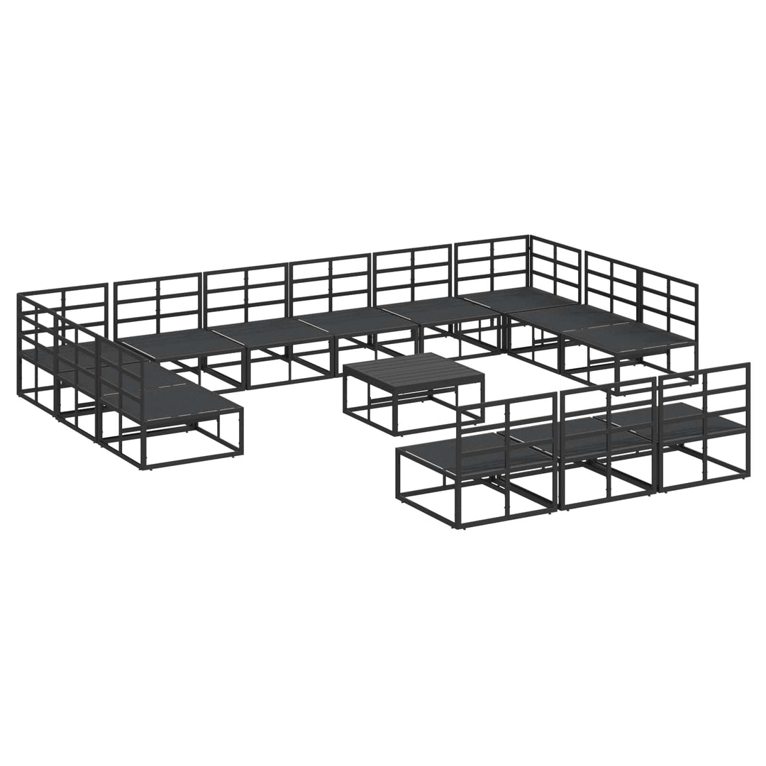 Havesofa Sæt med pude 14 pcs Sort Aluminium