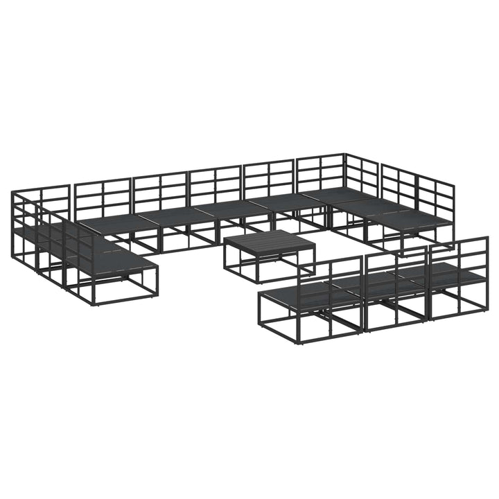 Havesofa Sæt med pude 14 pcs Sort Aluminium