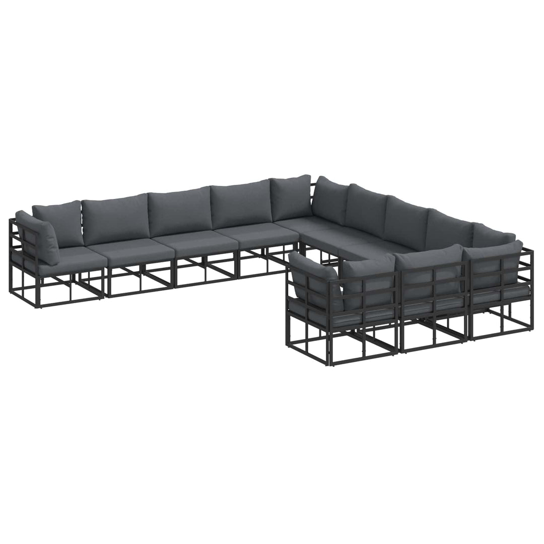 Havesofa Sæt med pude 11 pcs Sort Aluminium
