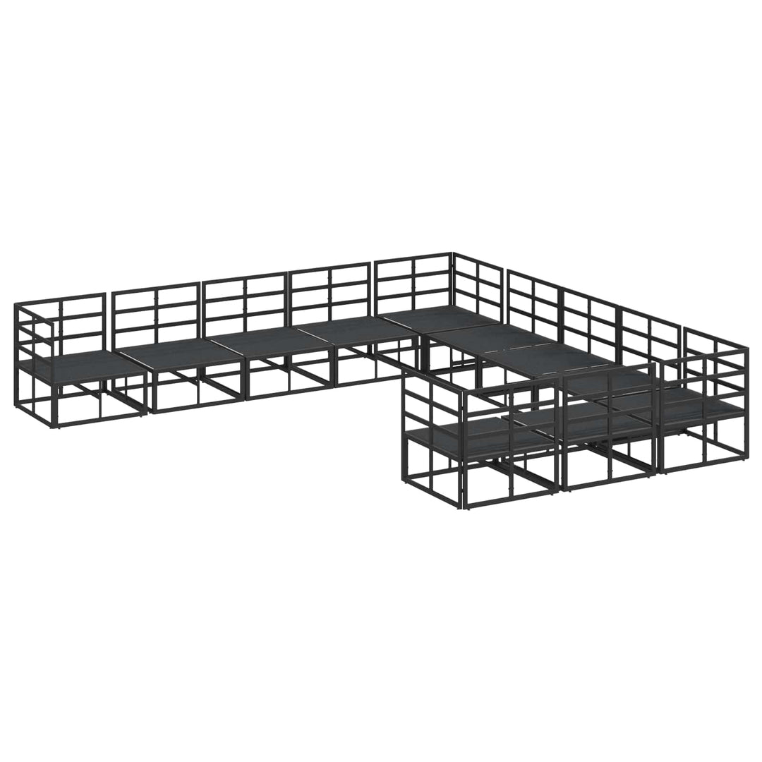Havesofa Sæt med pude 11 pcs Sort Aluminium