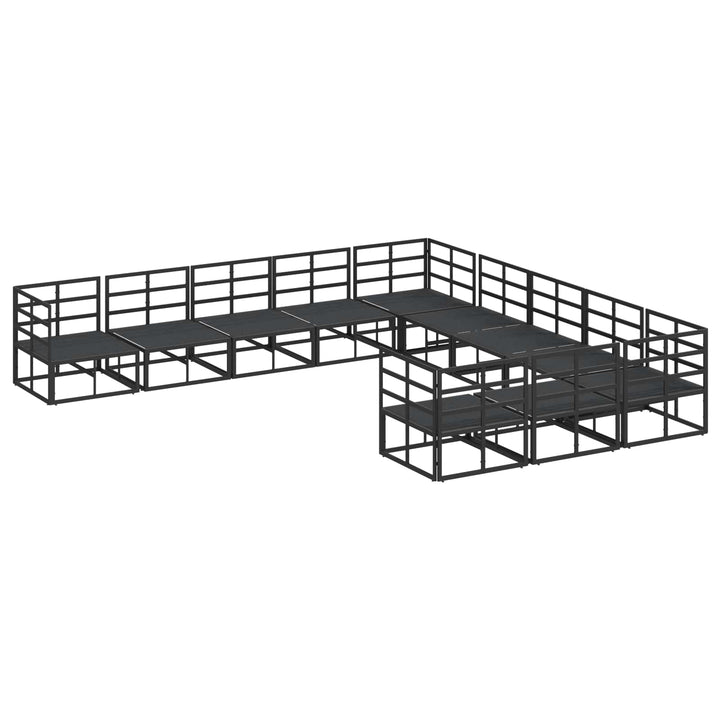 Havesofa Sæt med pude 11 pcs Sort Aluminium