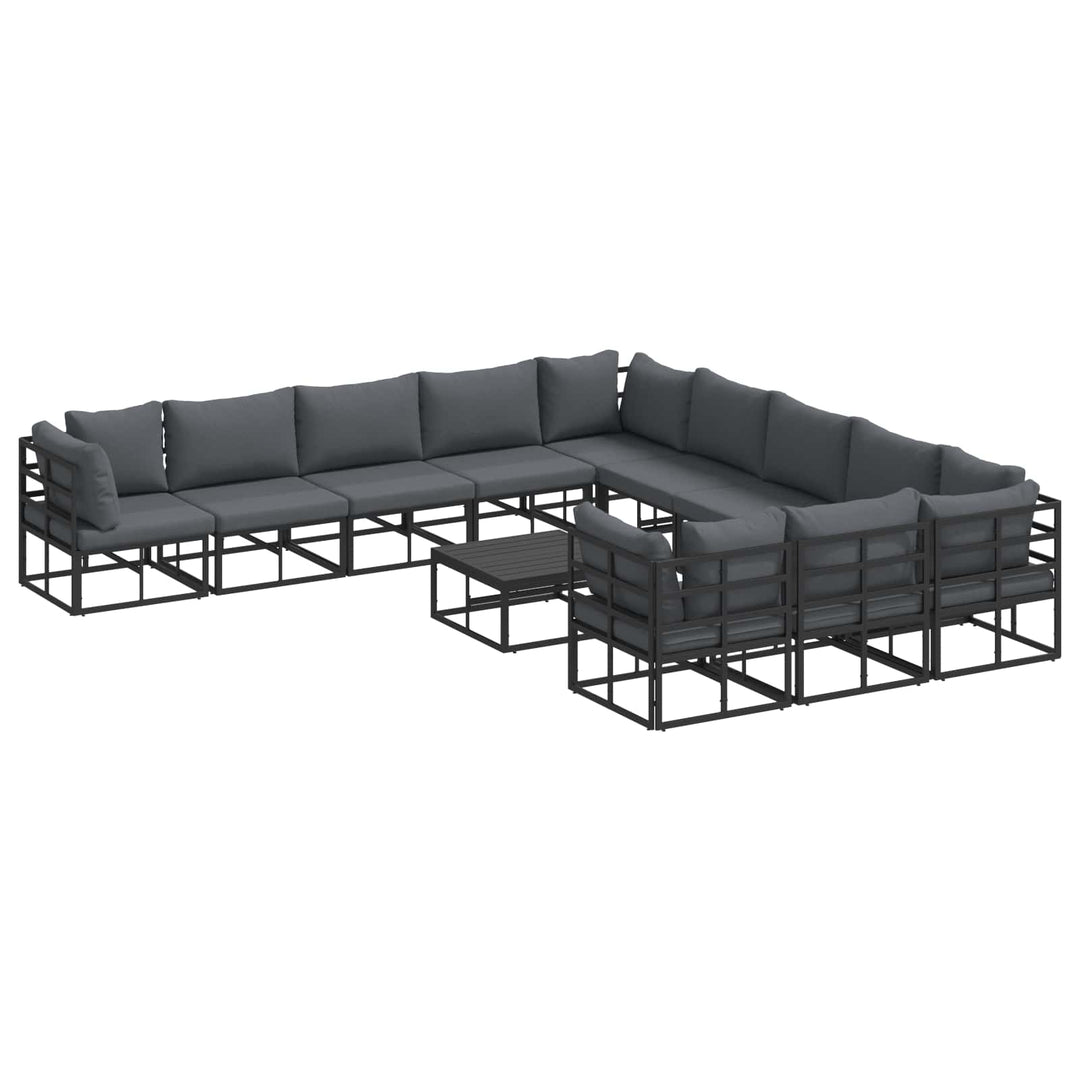Havesofa Sæt med pude 12 pcs Sort Aluminium