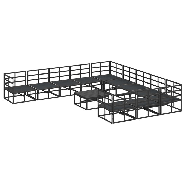 Havesofa Sæt med pude 12 pcs Sort Aluminium